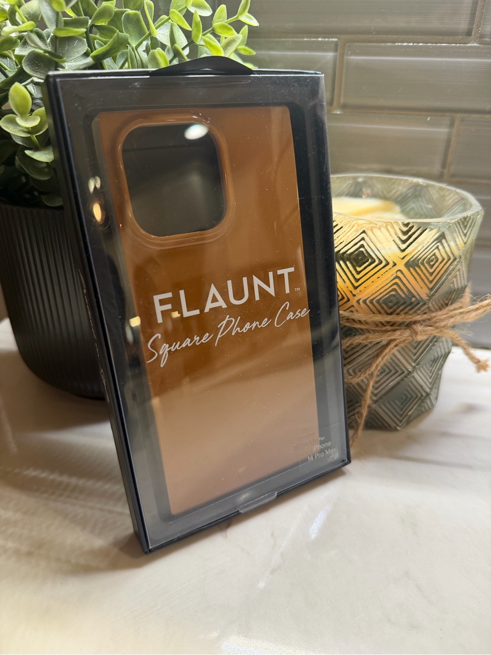 NWT Flaunt Square Phone Case - Camel Brown for iPhone 14 Pro Max